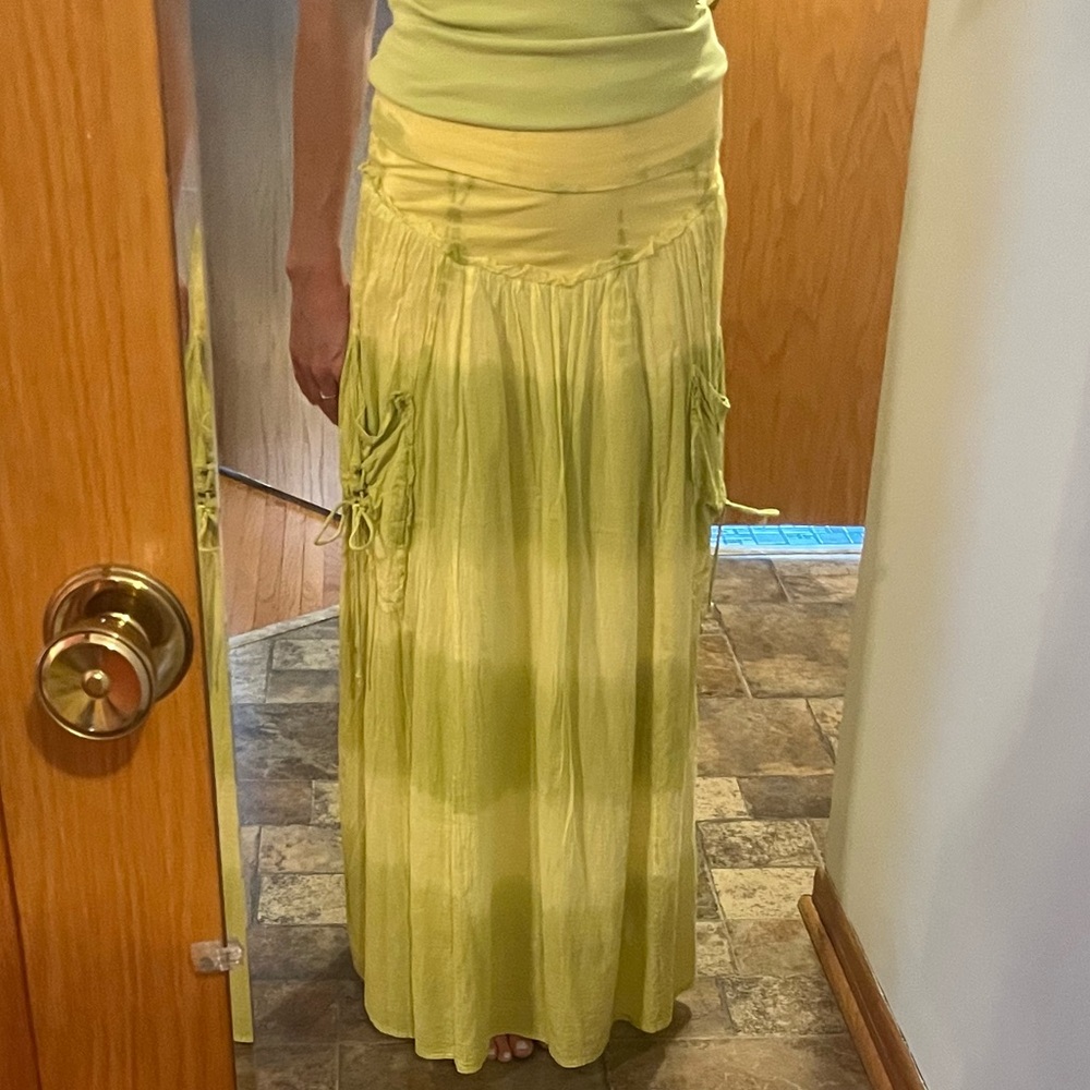 Yellow/Green Boho Maxi Skirt